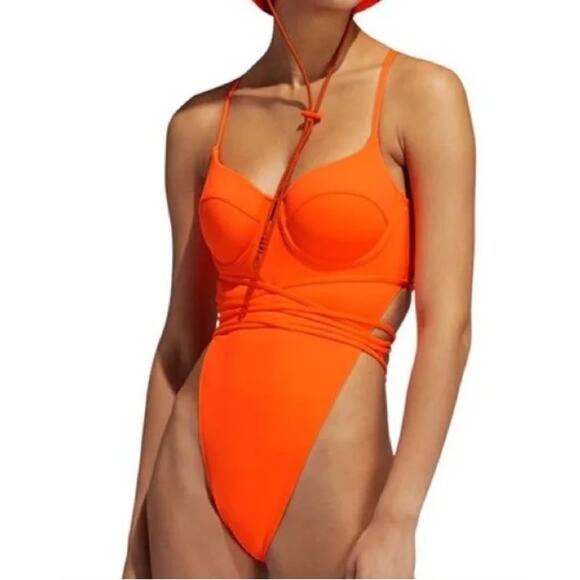 IVY PARK Other - Adidas Ivy Park Spaghetti Strap One Piece Swimsuit in Solar Orange  New Small